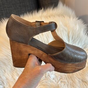 Bed Stu Brown Leather Wedge Sandals
